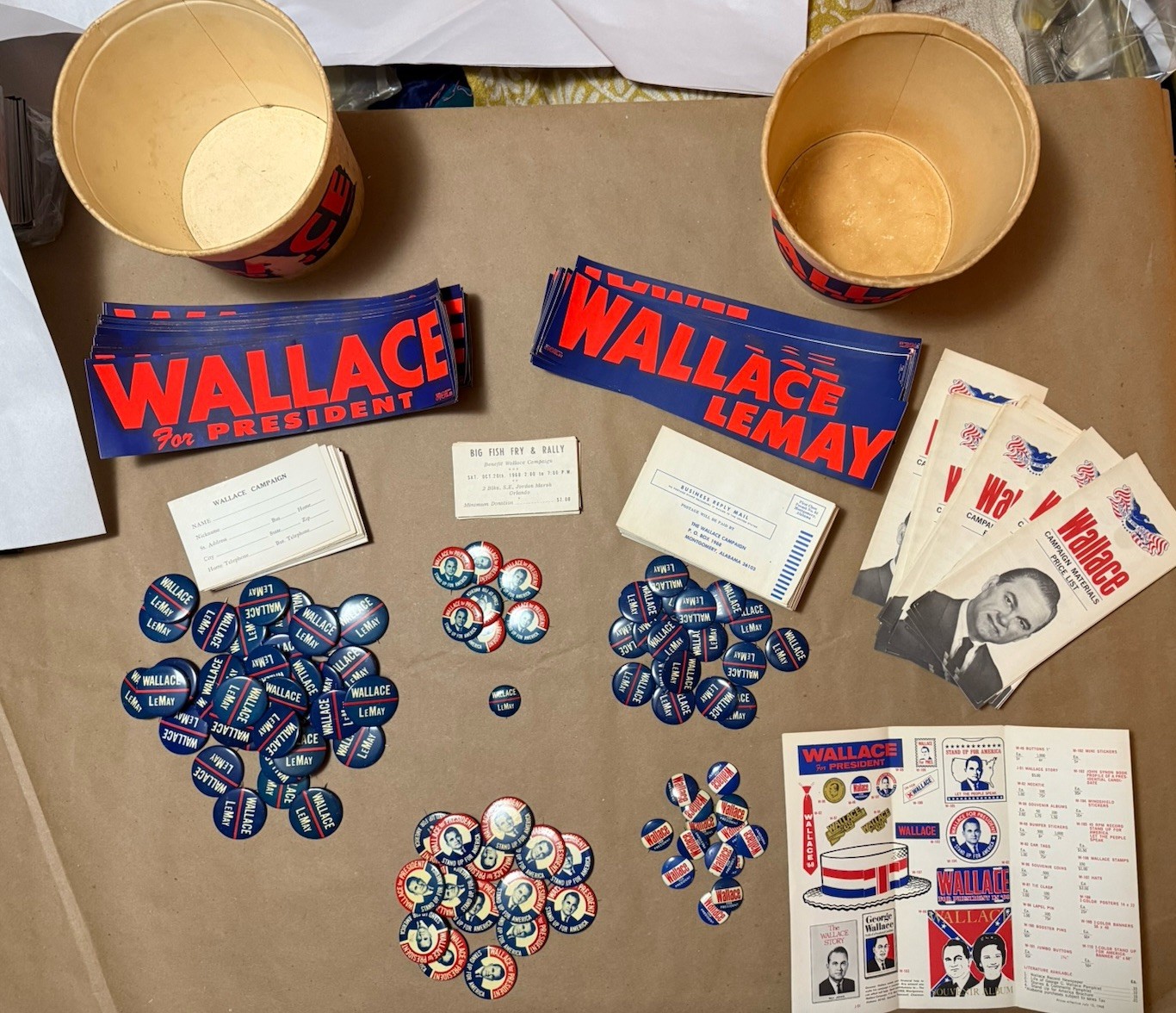 George Wallace 1968 Campaign Material Lot