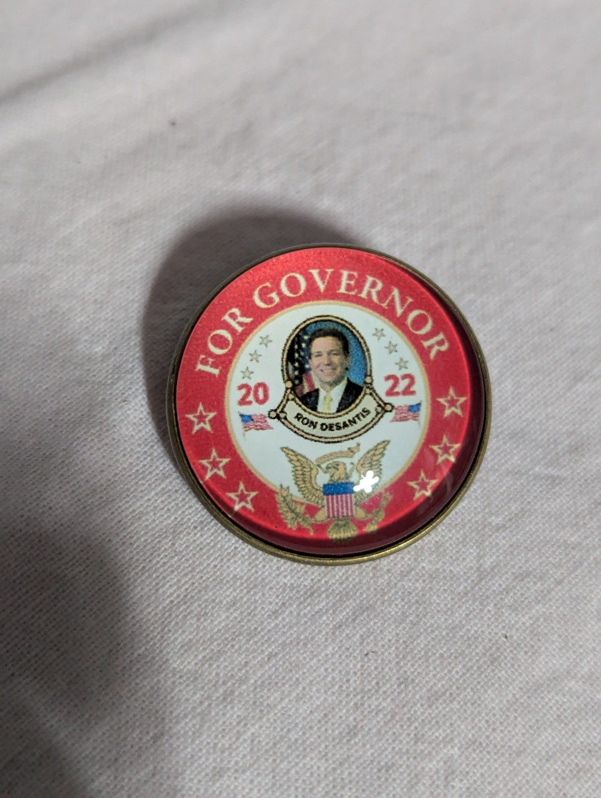 2022 Ron DeSantis For governor campaign bubble shape round 1″ button pin