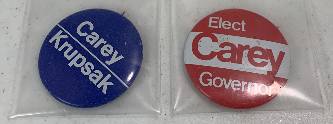 Vintage 1970’s NY Gov. Hugh Carey/Krupsak Political Campaign Buttons Set Of 2!