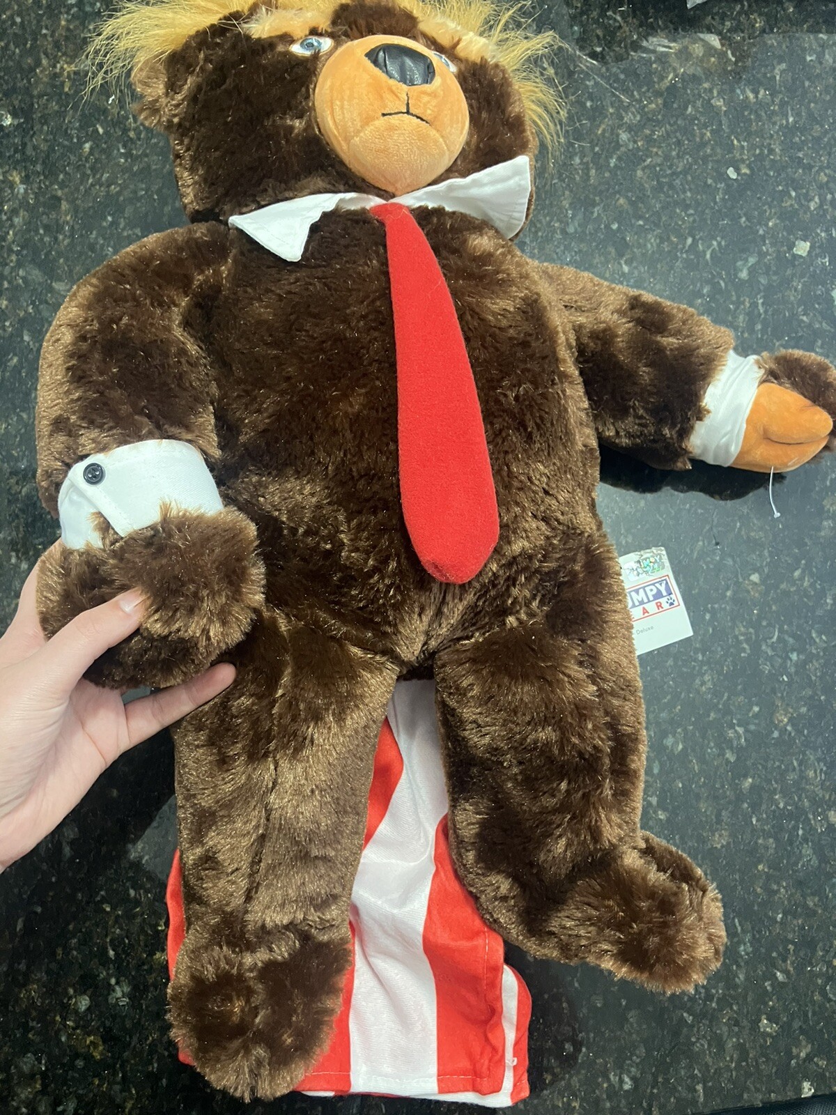 TRUMPY BEAR Deluxe 22” Donald Trump Teddy Bear Plush w/ American Flag Cape MAGA