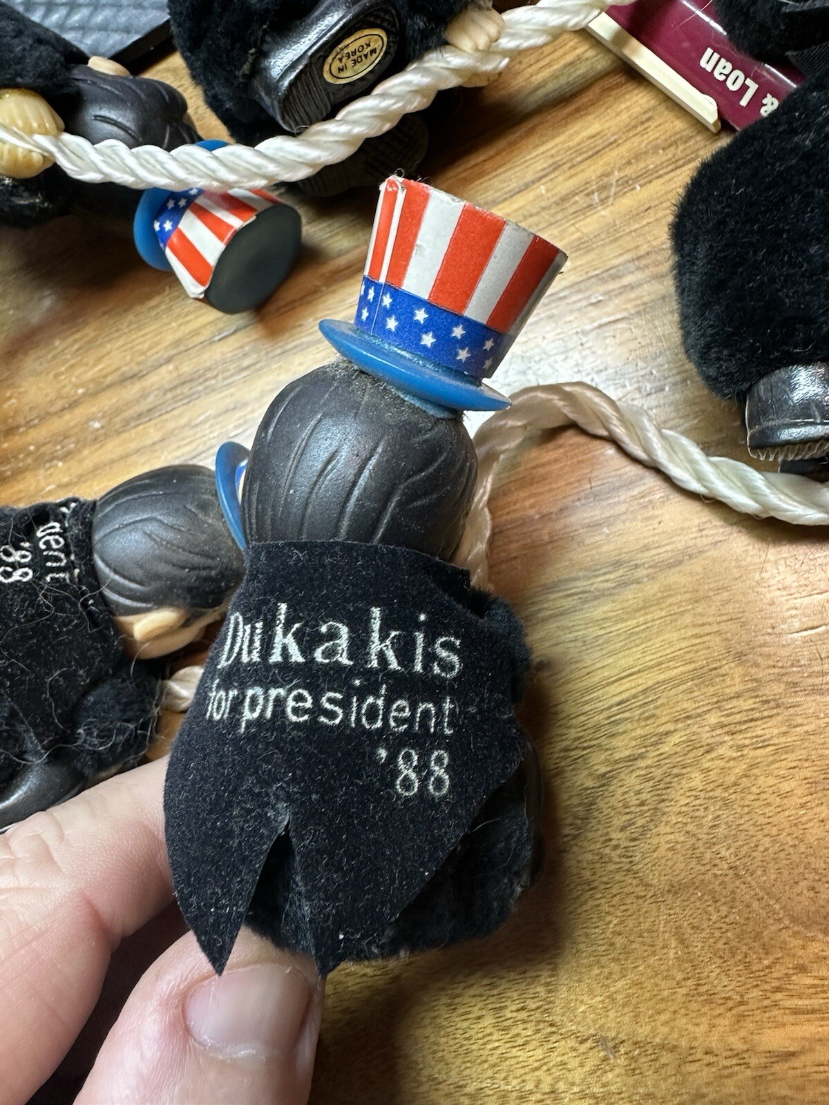 VINTAGE 1988 George HW Bush Michael Dukakis Presidential Clip on Dolls NOS 10pcs