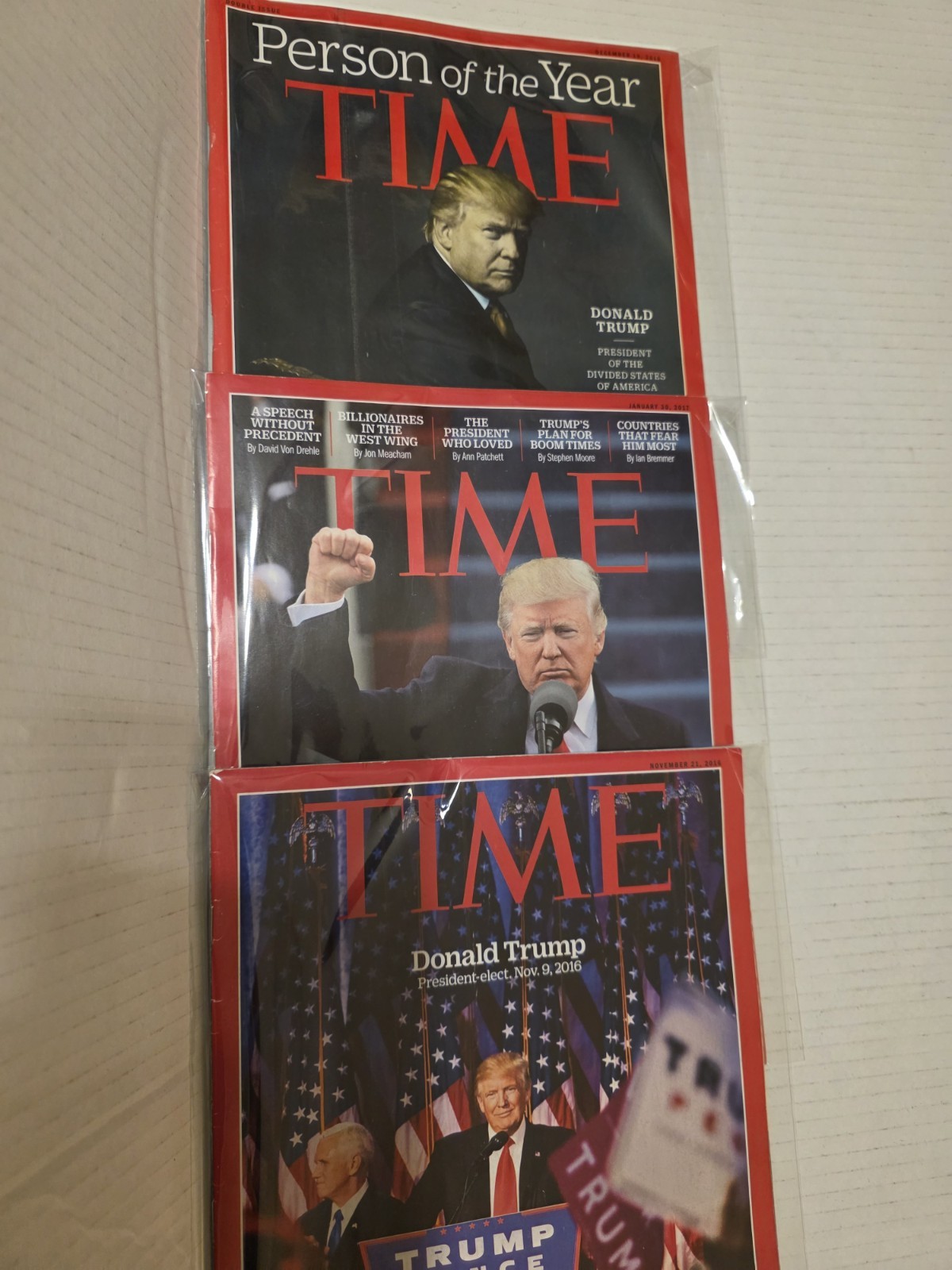 3 President Donald Trump Time Magazines, Person Of The Year, President Elect…