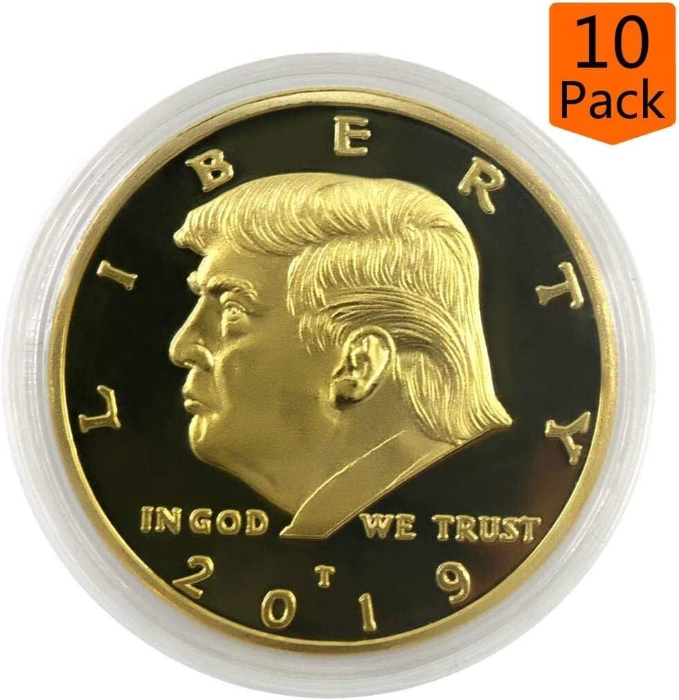 Zinc Alloy Gold Plated Trump Coins – 10-Pack Commemorative Collector Set 2019