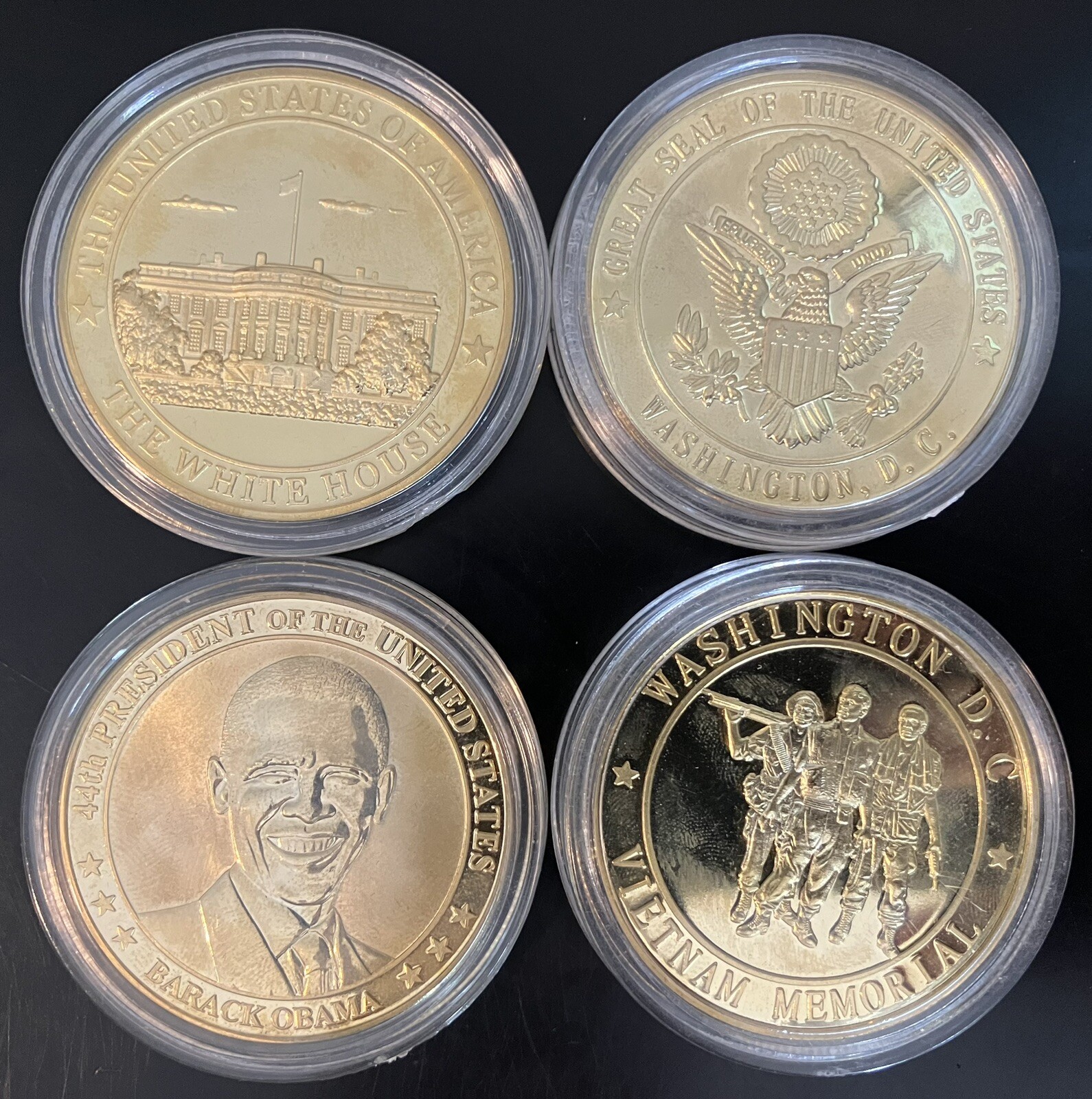 (4) Coin (Gold Tone) Set- 44th President Barack Obama Vietnam White House