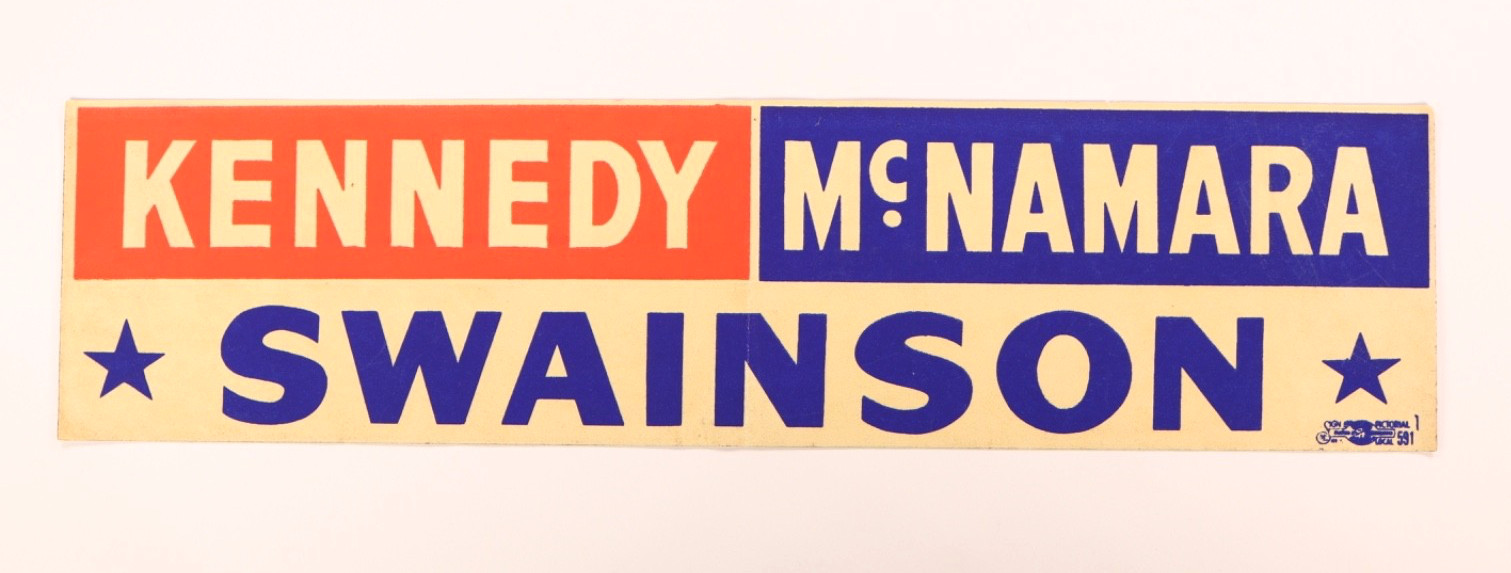 1960 John F. Kennedy JFK California Presidential Campaign Ephemera Sticker