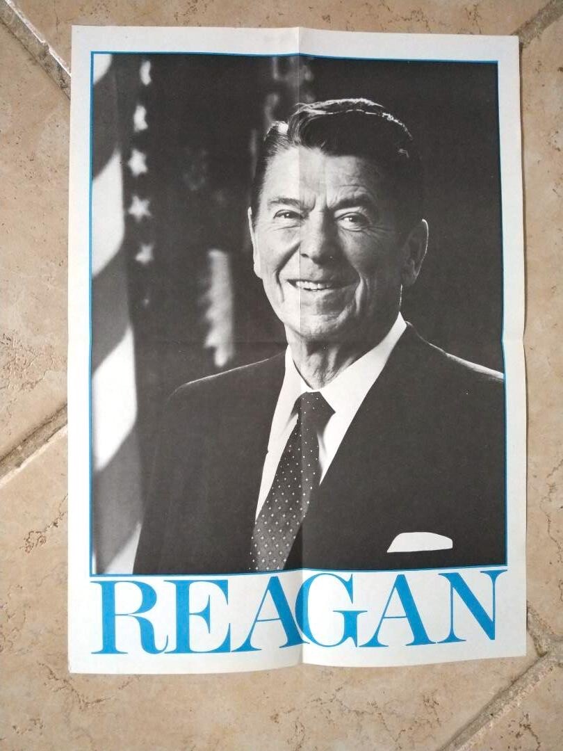 Original 1980’s Ronald Reagan Election Campaign Poster 11″ X 15″ Original