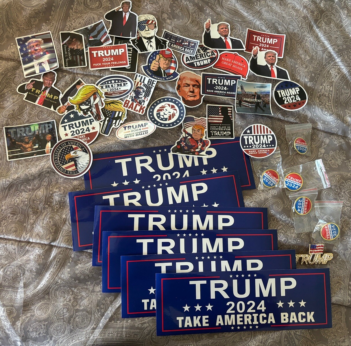 43 Piece TRUMP 2024 Mixed STICKERS Pendants TAKE SAVE AMERICA BACK MAGA