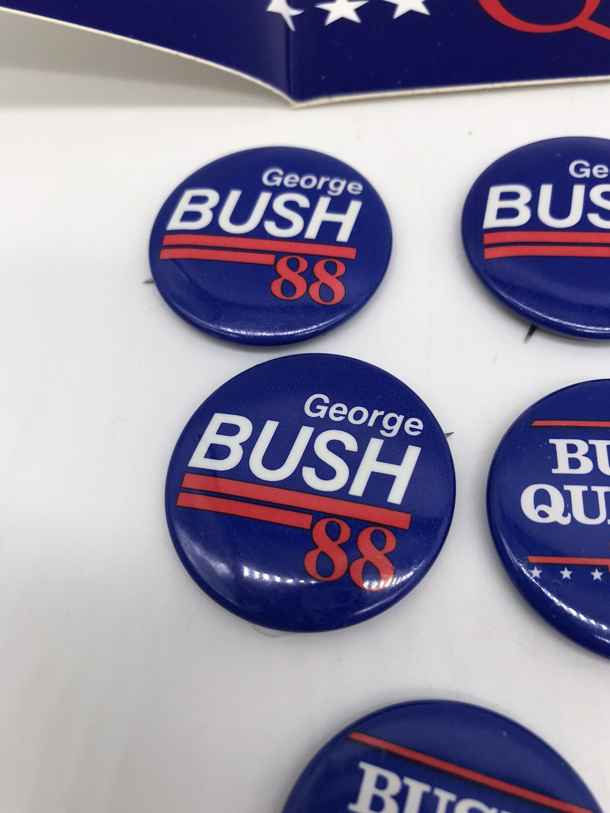 Campaign Button George Bush & Dan Quayle 1988 1992 Bumper Sticker