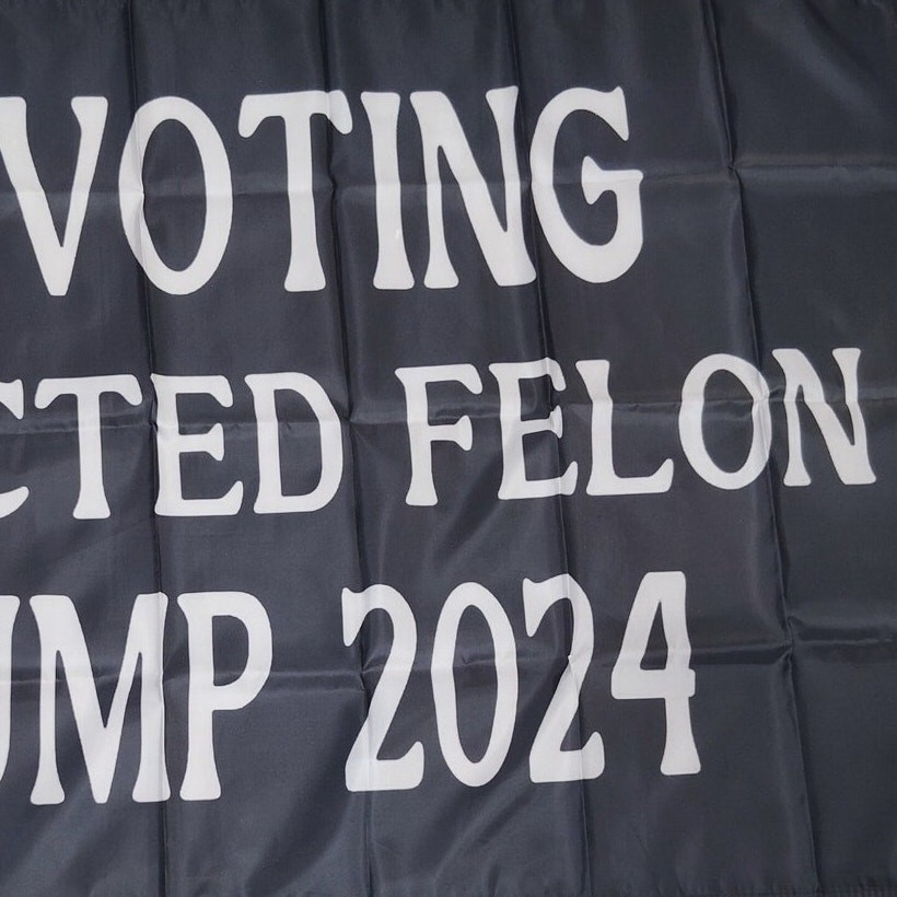 Voting Convicted Felon 2024 – Black White Text Flag 3×5 ft Poly Flag, Banner
