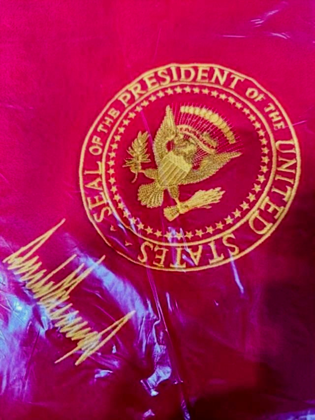 2018 President Donald J Trump RED Blanket with Presidential Seal and Signature