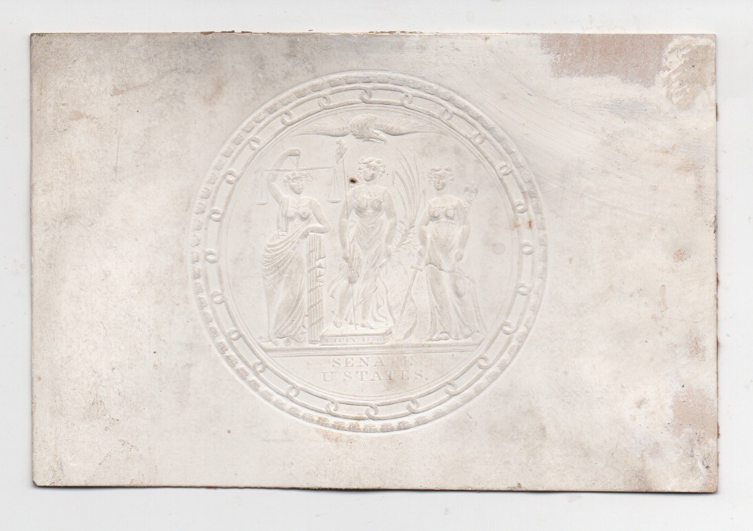 1860s Embossed Coated Stock Card with Seal from the US Senate