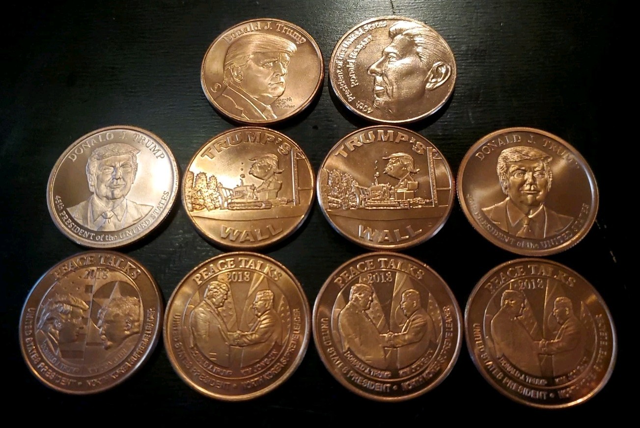 Donald Trump & Ronald Regan (SET OF 10) Copper Rounds TRUMP’S WALL / PEACE TALKS