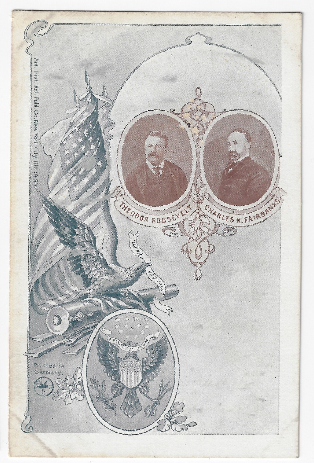 Quite Rare 1904 Teddy Roosevelt Chas Fairbanks Jugate Prez Campaign Postcard