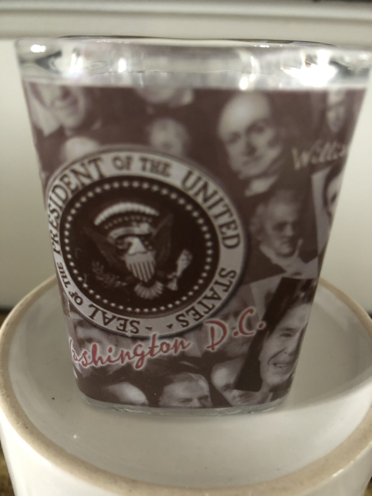🇺🇸 USA History Presidents Vintage Square thicker _ shot glass – Clear – PCF
