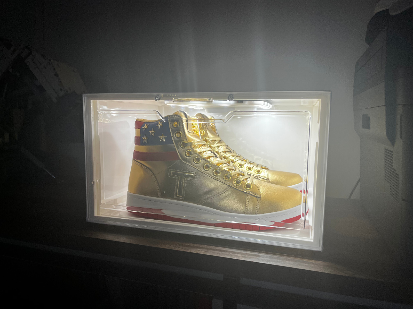🇺🇸AWESOME PRESIDENT DONALD TRUMP “GOLD T” High Top Sneakers 11👍nr404