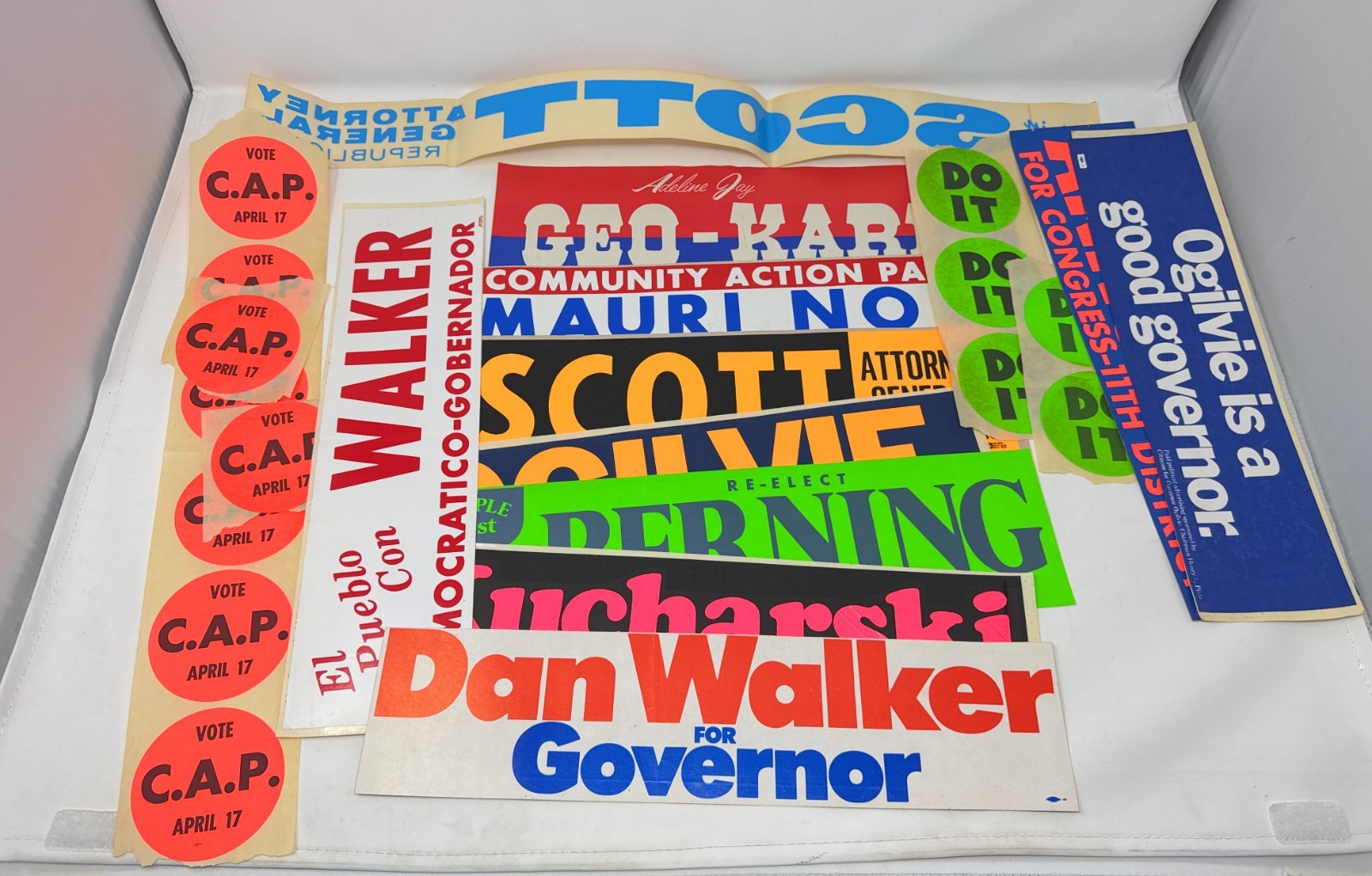 Vintage ’60s – ’80s Political Bumper Stickers Unused