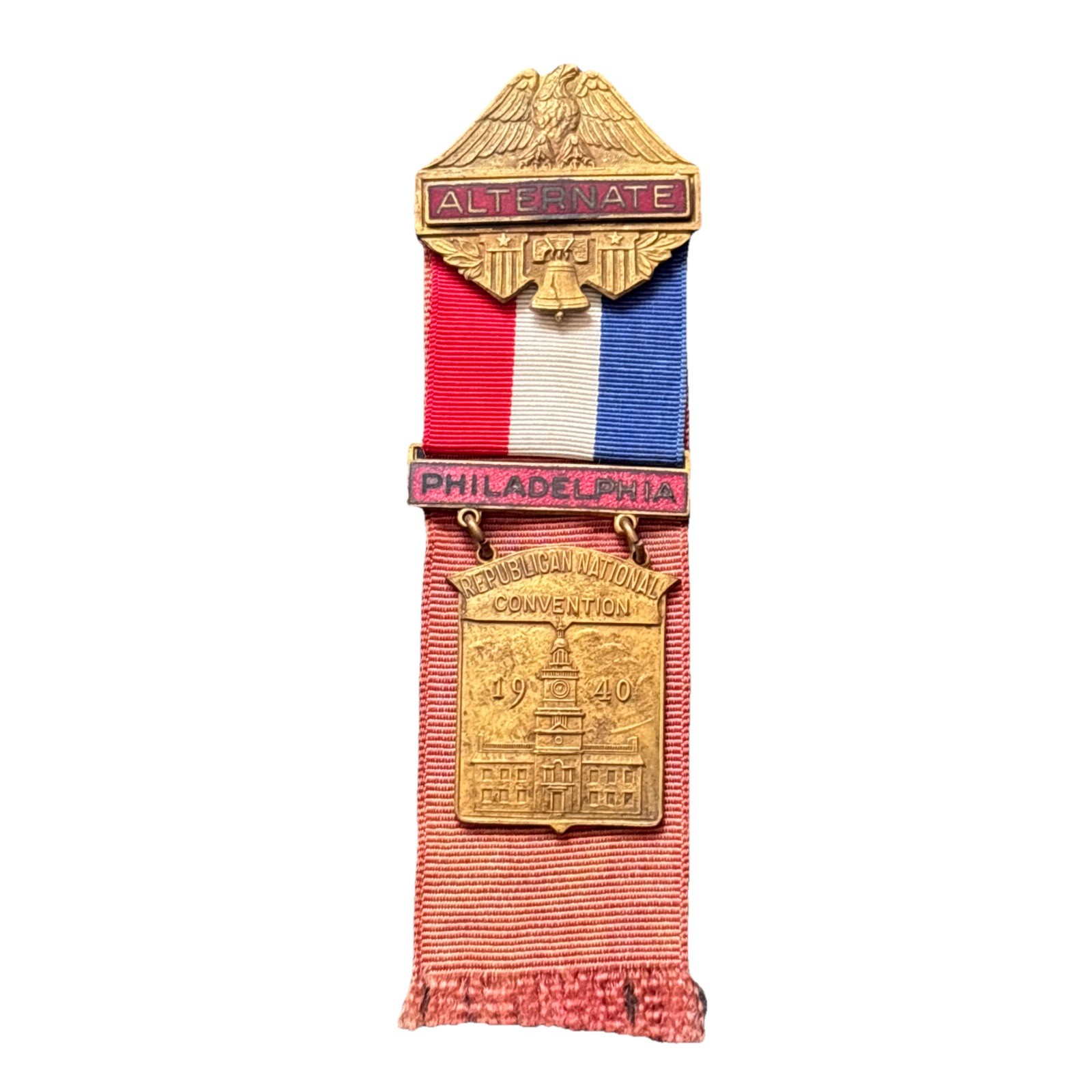 1940 Republican National Convention Alternate Delegate Badge Wendall Wilkie GOP