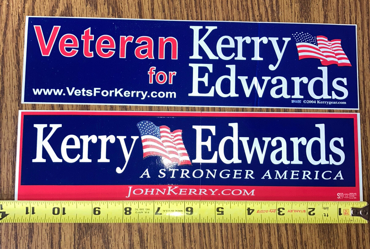 John Kerry Bumper Sticker Lot Of 2 Vote Election Campaign Political Democrat