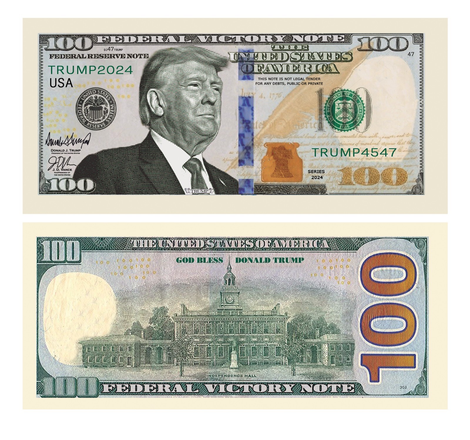 Pack of 100 Donald Trump 100 Presidential Collectible Novelty Dollar Bills