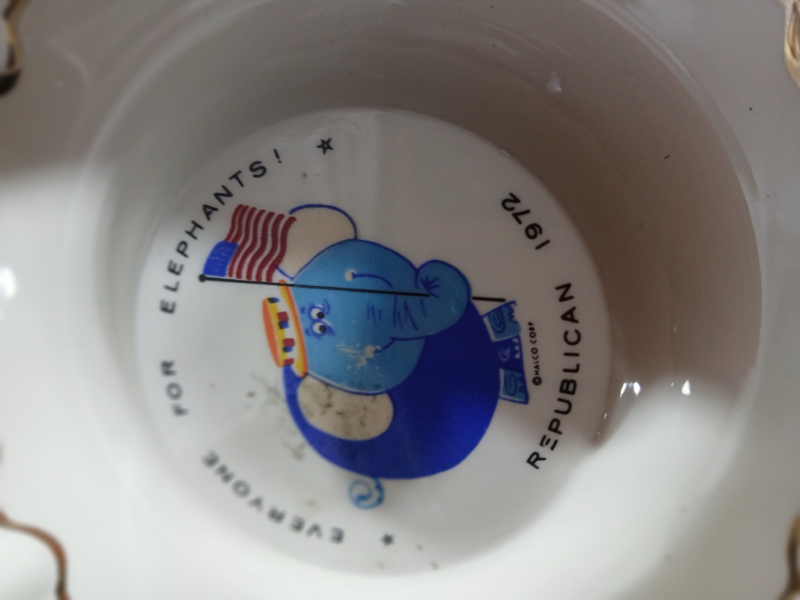 Vintage GOP 1972 Cigarette Elephant President Nixon Republican Ashtray Campaign