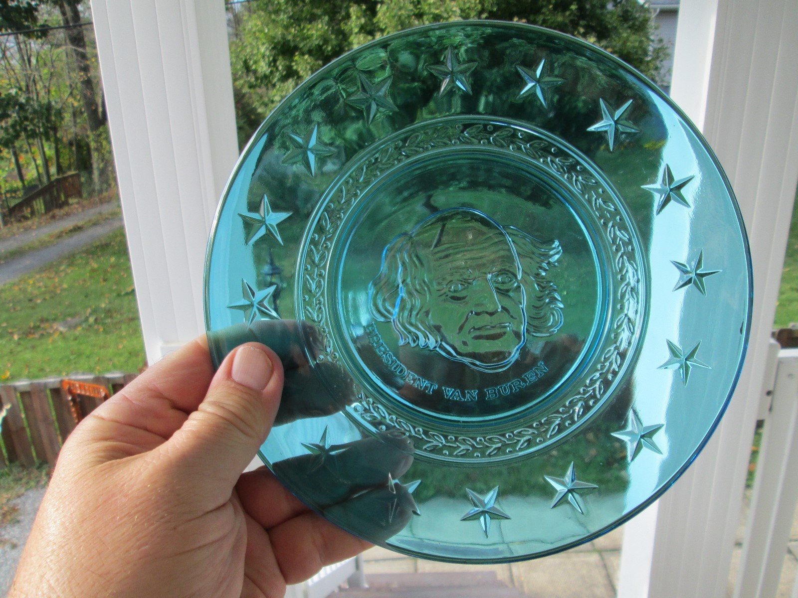 Wheaton Nuline Millville New Jersey Presidential Plate Van Buren Blue Glass