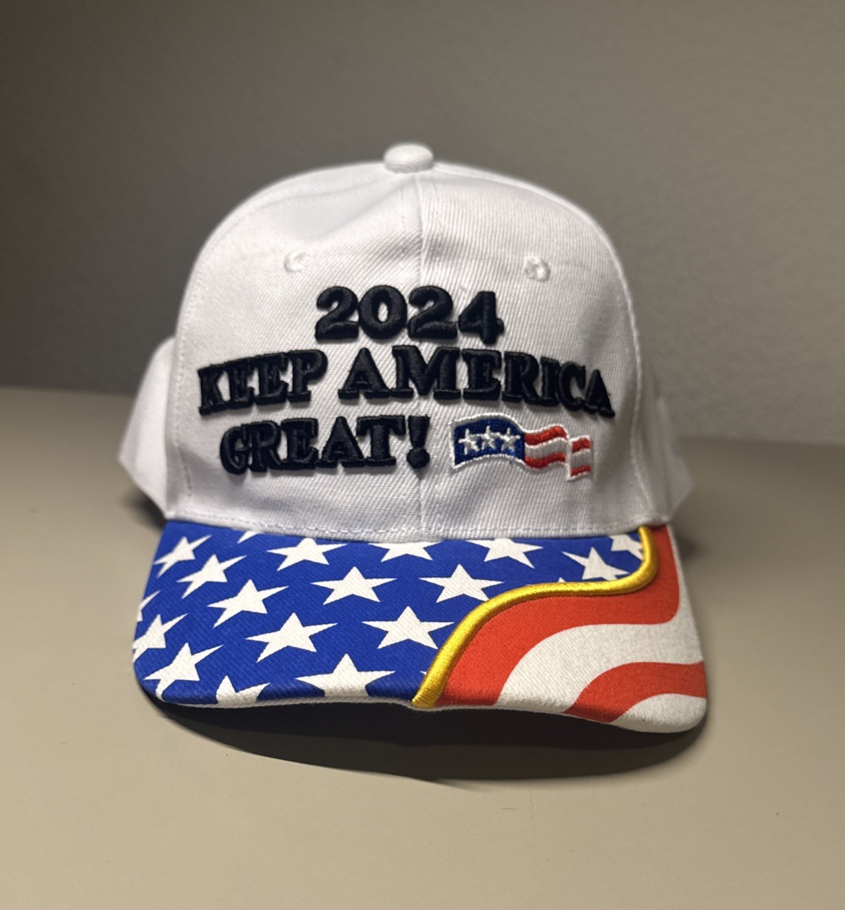 Keep America Great Red/White/Blue Embroidered White Baseball Cap Hat 2024