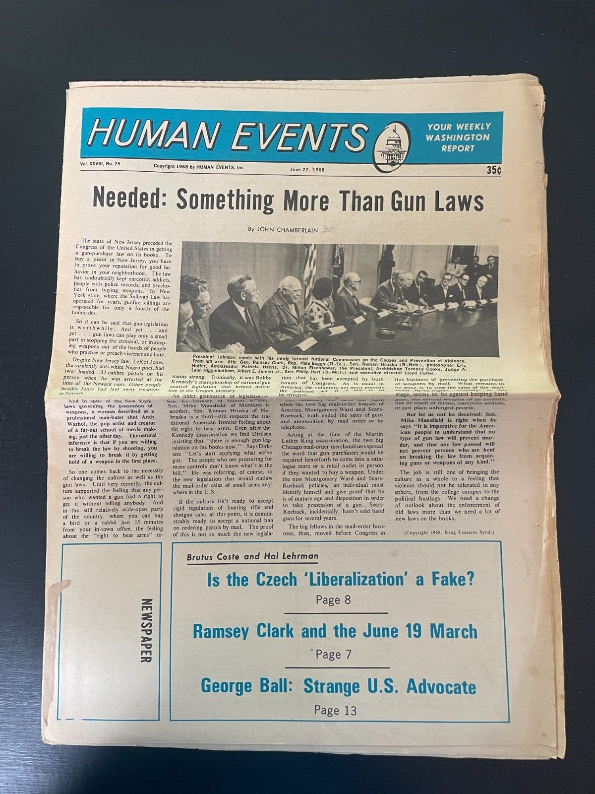 Two Issues- 1968 Human Events – Your Weekly Washington Report – Gun Laws and Hun