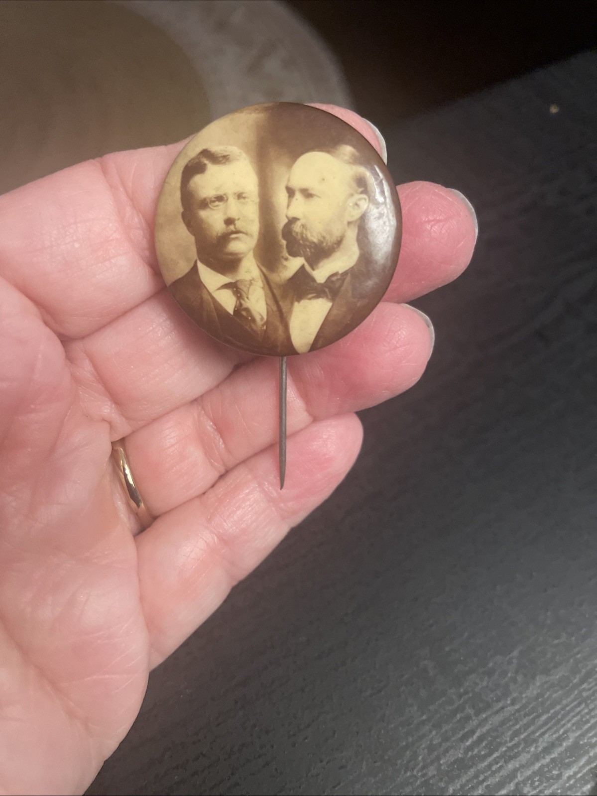 1904 Jugate Roosevelt Fairbanks Campaign Pinback Button Spins