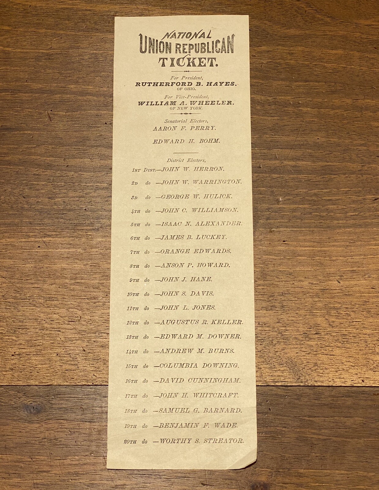 1876 Republican GOP Convention PRESIDENT Rutherford Hayes CAMPAIGN Ticket RARE