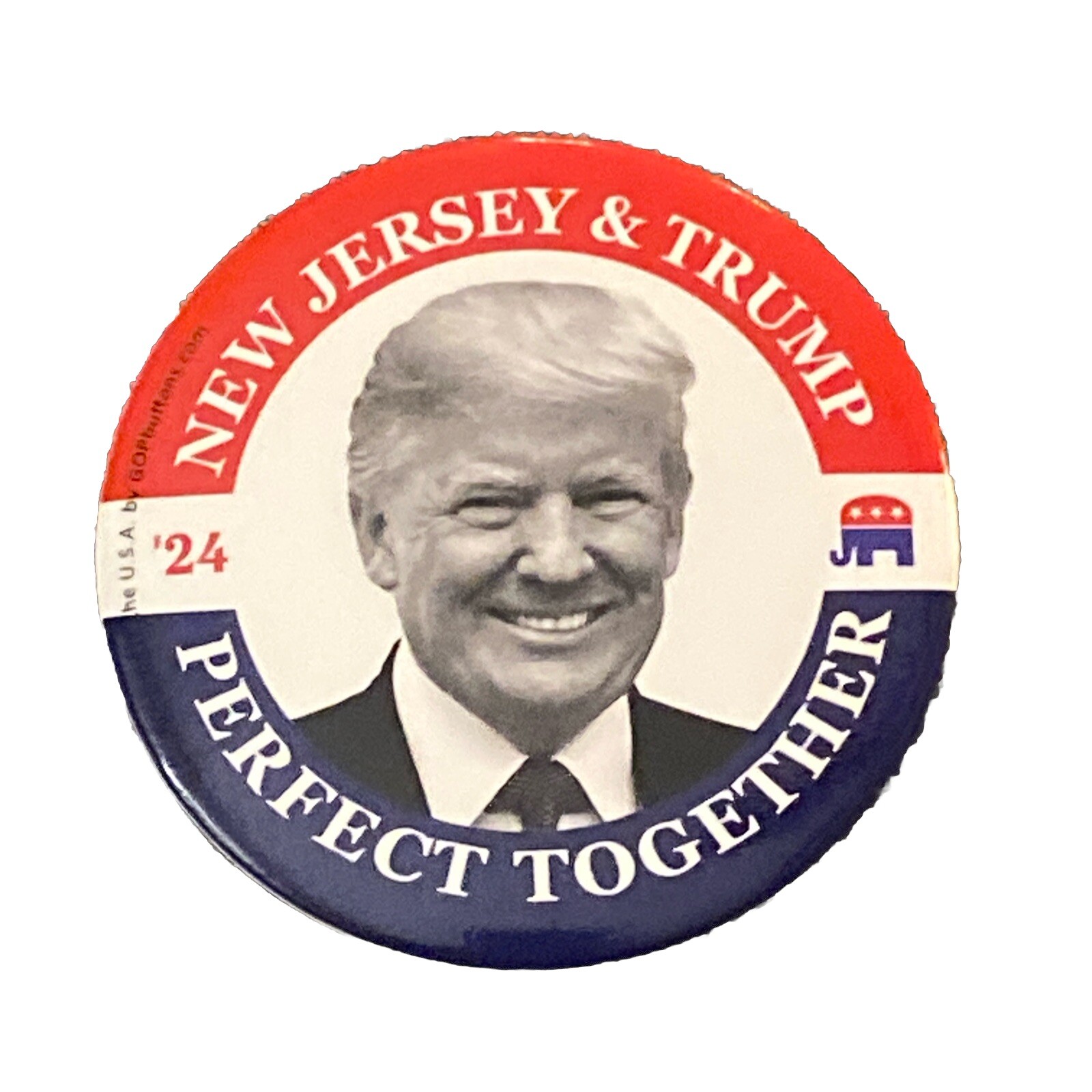 2024 President Donald Trump 3″ Button New Jersey & Trump Perfect Together Pin