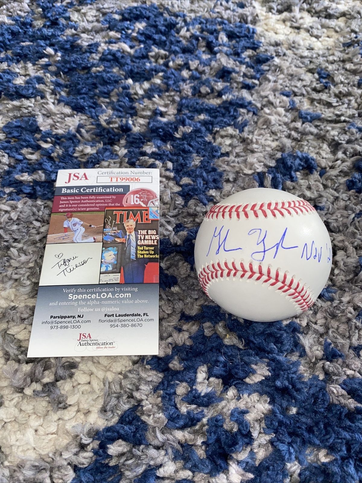 RARE Glenn Youngkin signed baseball Virginia Governor Republican PHOTO PROOF JSA