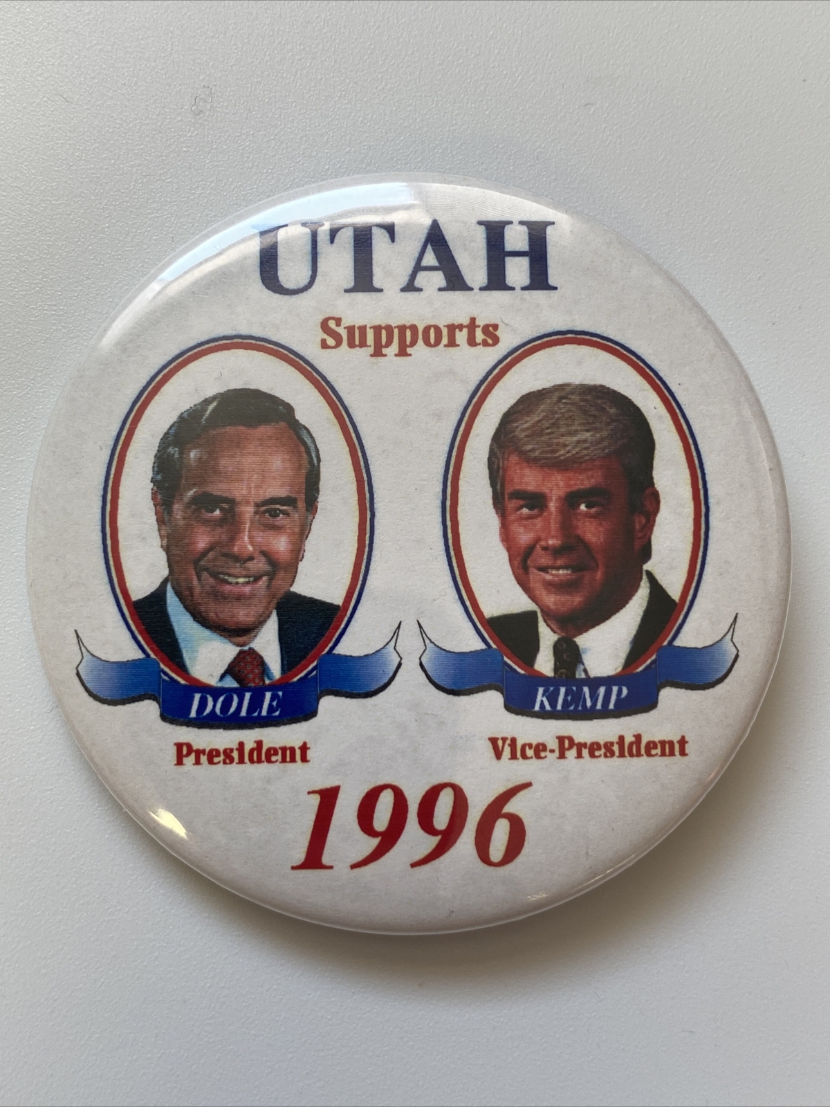 1996 Utah Supports Bob Dole for President 2.25″ Button Jack Kemp Vice President
