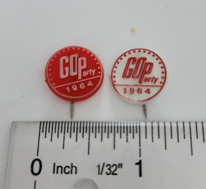 Lot of 2 – 1964 GOP Republican Party Red – White Political Campaign Pin Stickpin