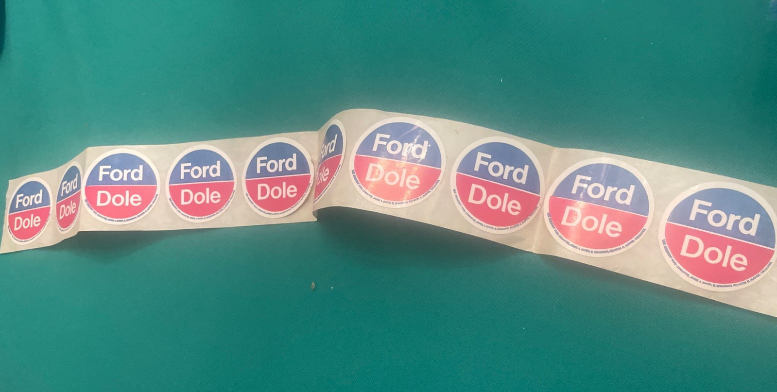10 Vintage 1976 Gerald Ford & Bob Dole Presidental Campaign Sticker 1.75” Dia.