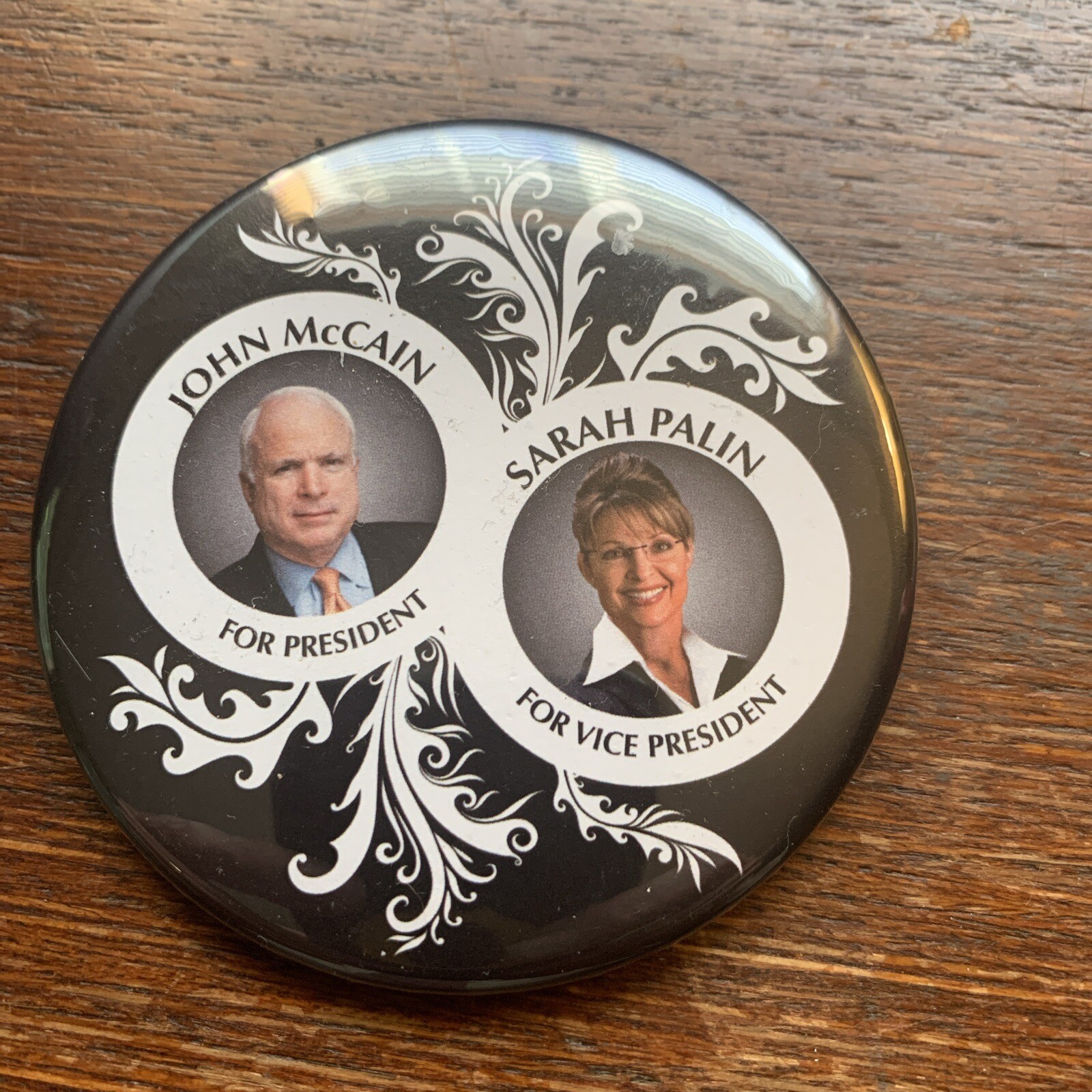 John McCain Sarah Palin 3 Inch Political Campaign Pinback Button