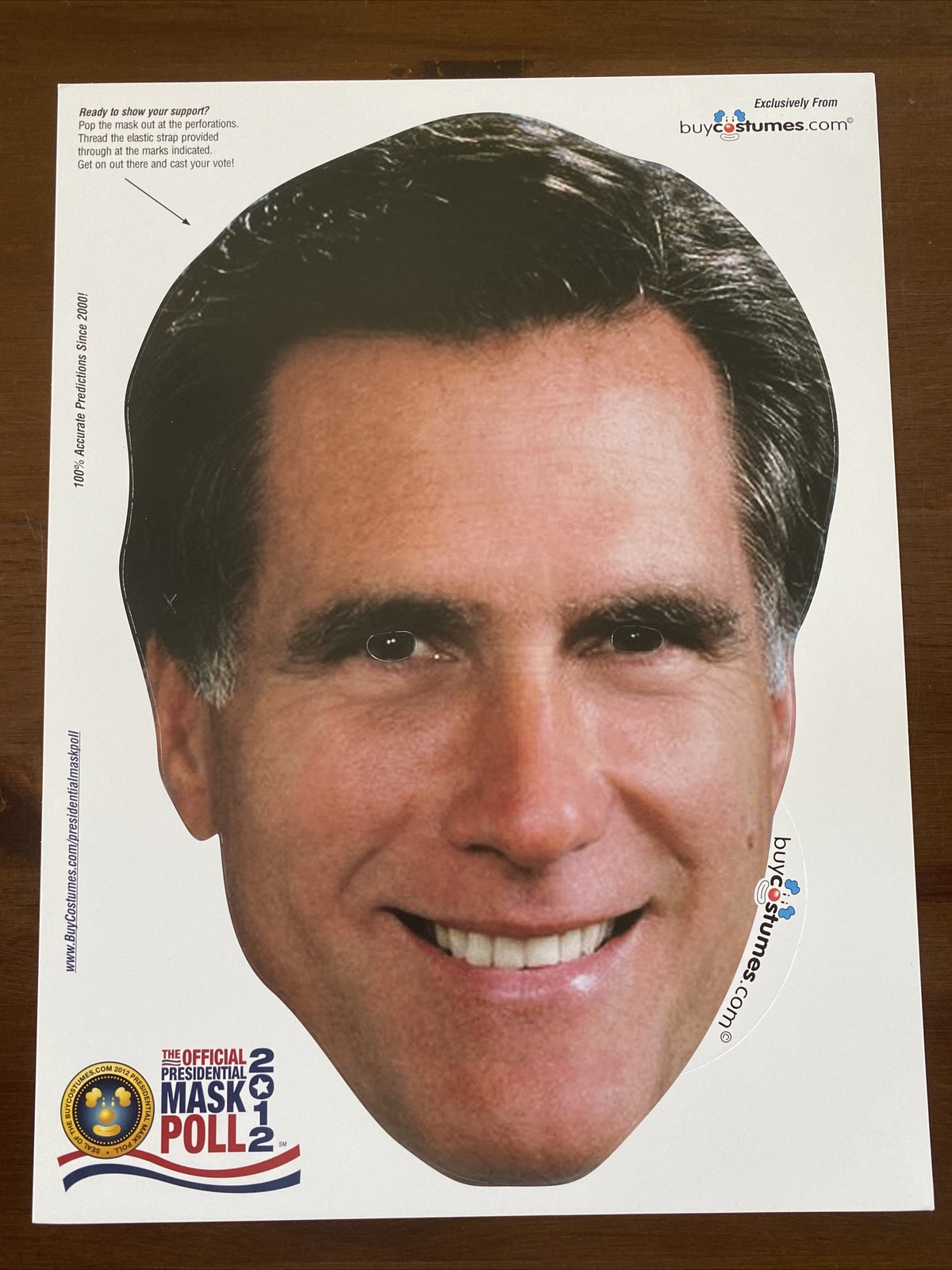 2012 Us Presidential Election Mitt Romney Paper Mask
