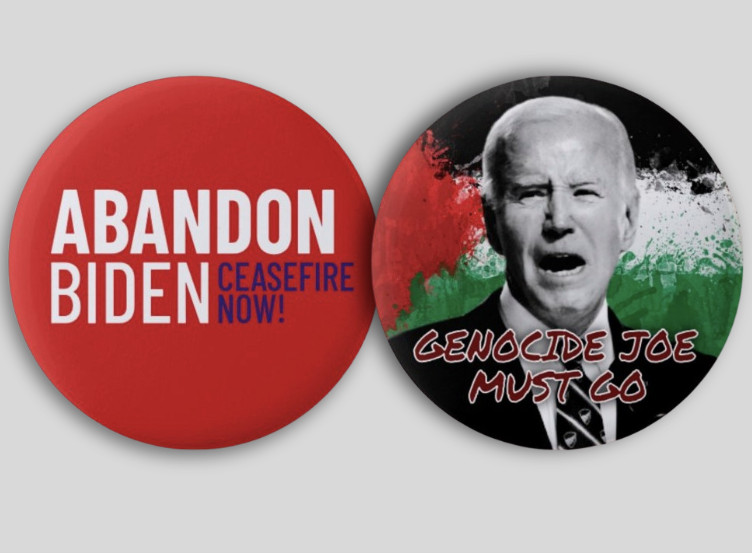 Anti Joe Biden 2024 President Palestine Pin Buttons Genocide Gaza Ceasefire 2.2″