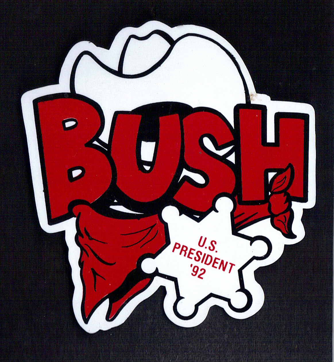 1992 George HW Bush 3.5″ / “Sheriff” Plastic Presidential Campaign Button(Pin04)