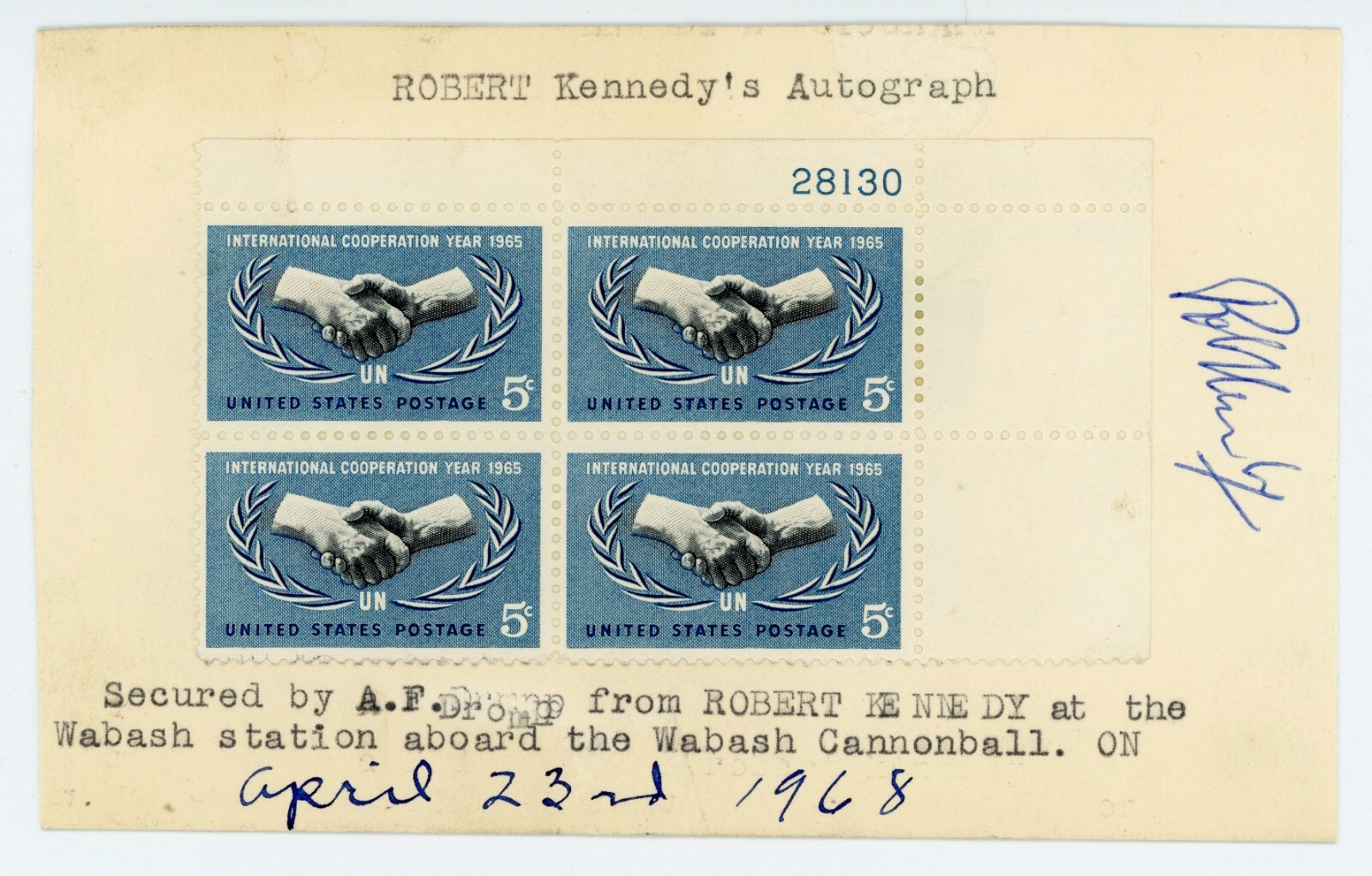Robert F. Kennedy ~ Signed Autograph 2 Weeks Before Assassination John ~ PSA DNA