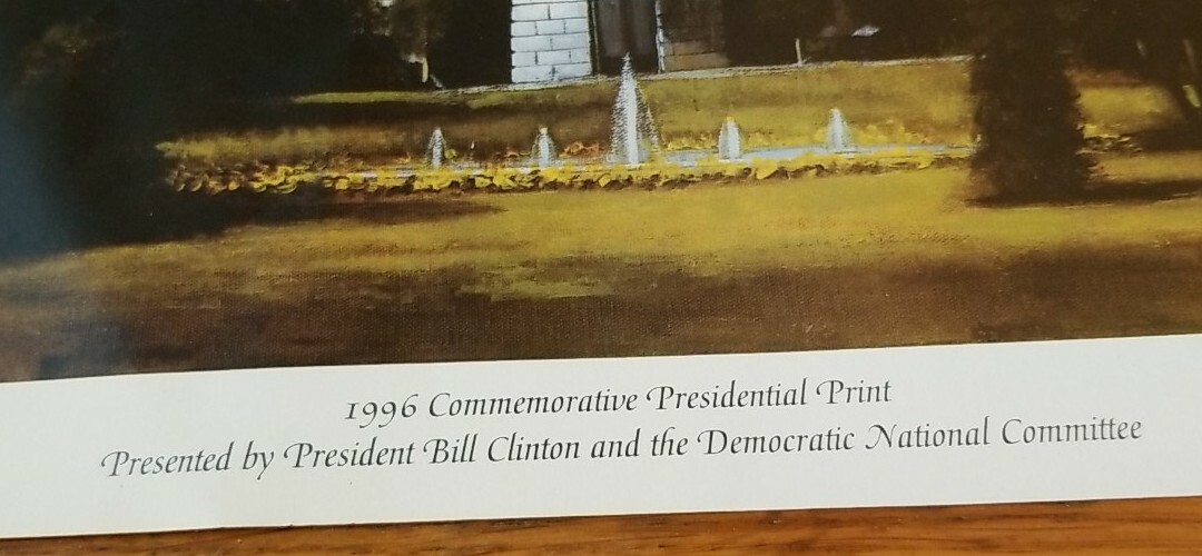 1996 White House Photo presented by Bill Clinton & Dem. Ntl. Committee – 11 x 9