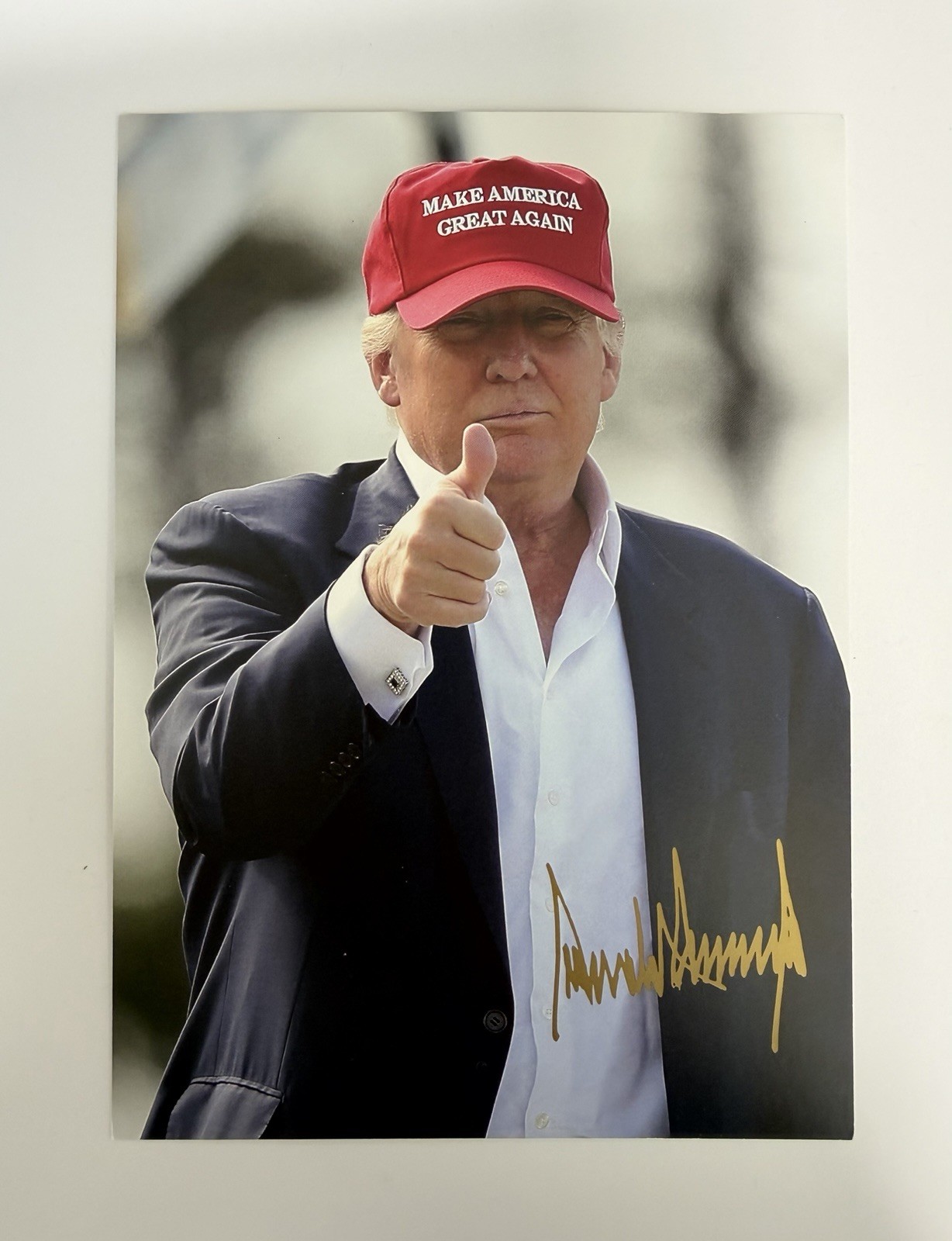 Donald Trump MAGA Photo Gold Facsimile Printed Signature Repro New