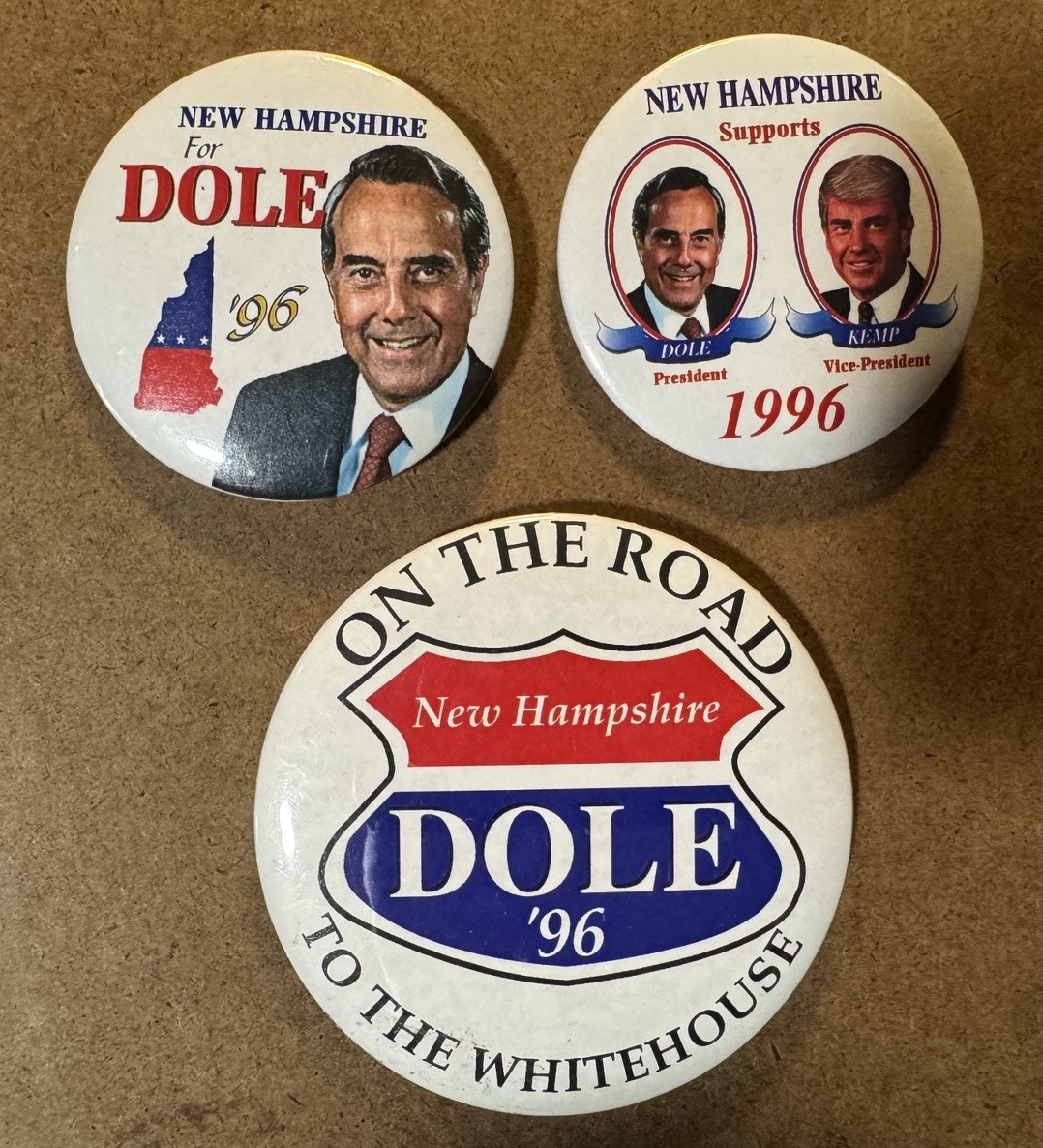 New Hampshire for Bob Dole Presidential Campaign Pinback Button 1996