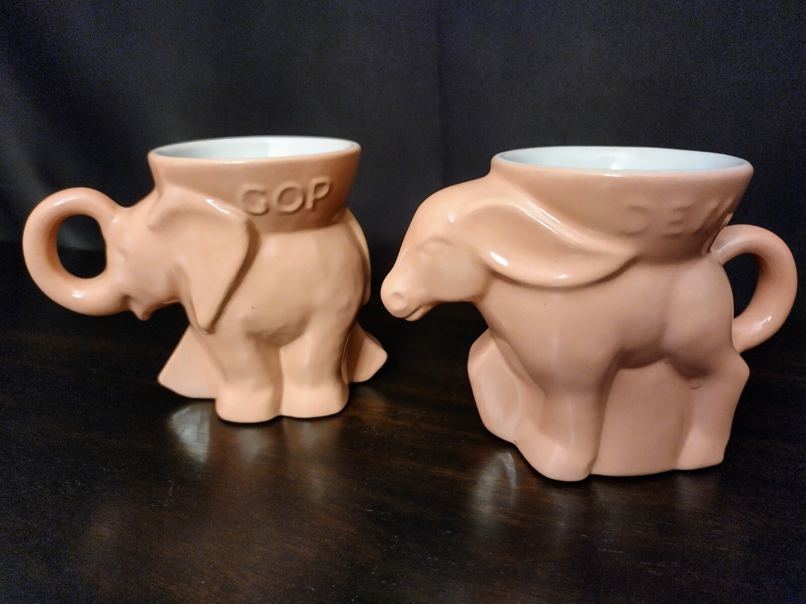 Frankoma 1977 Inaugural Political Mug Set Donkey Elephant Pottery RARE
