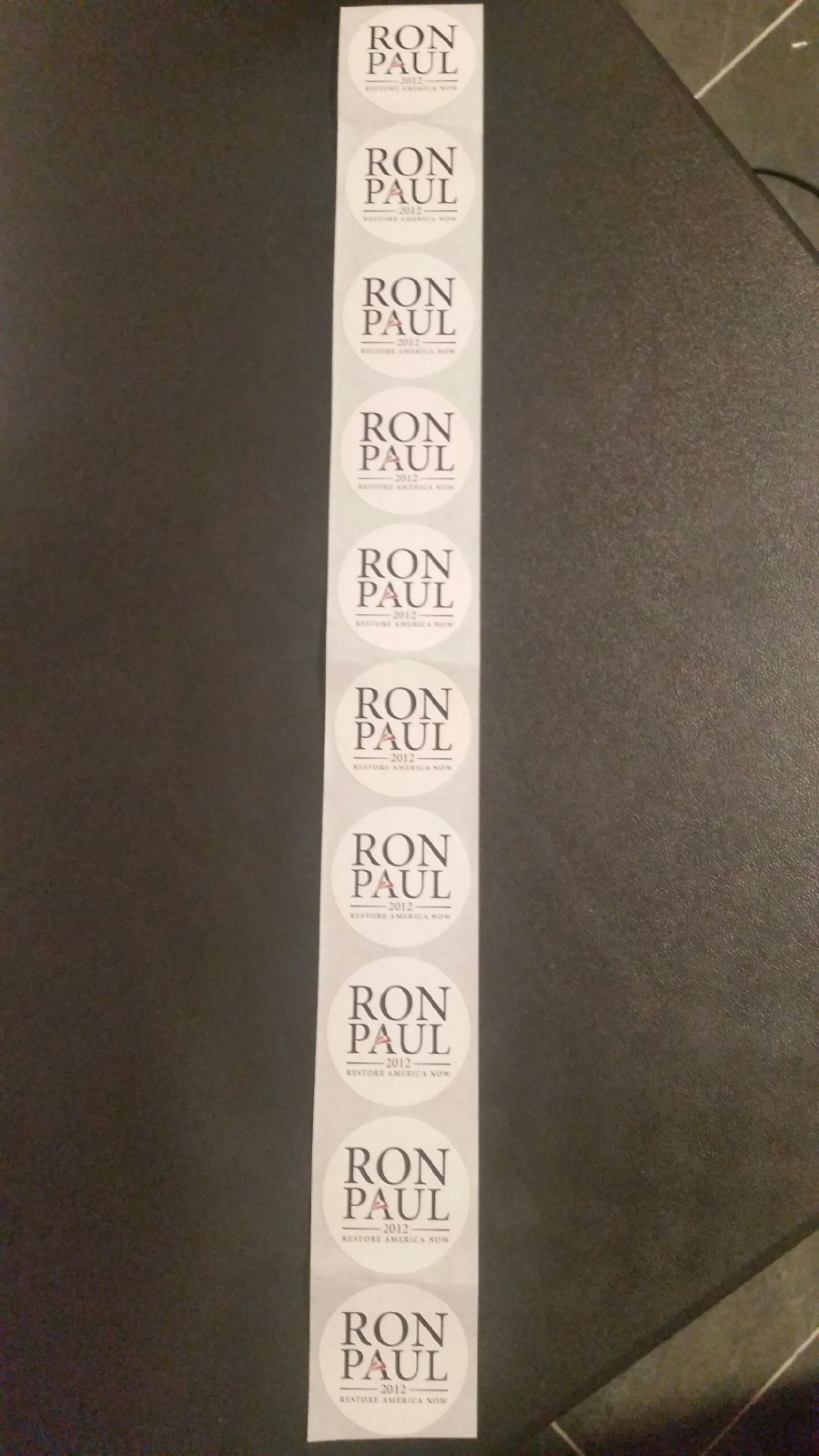 RON PAUL 2012 Bumper Stickers (set of 10) white round 2-in Official Campaign NEW