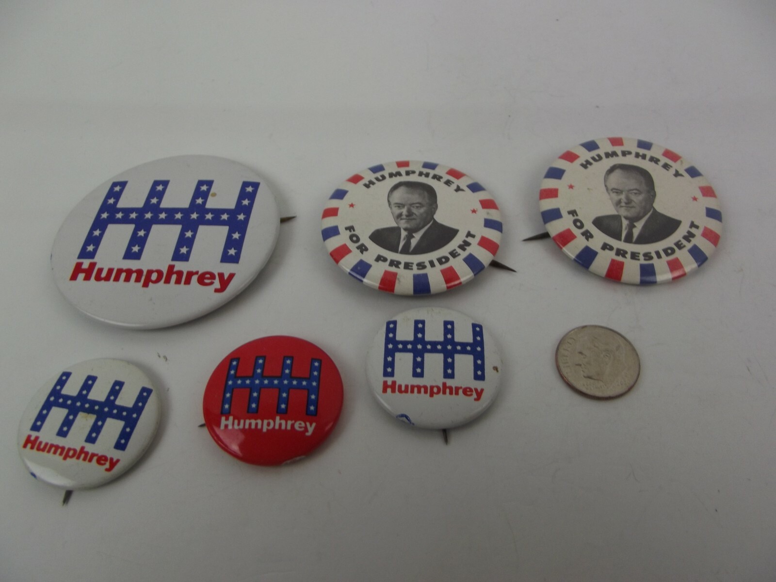 VTG Political Button Hubert Humphrey for President 1968 VP 1965-1969 lot of 6