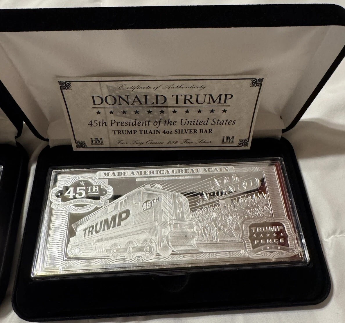 Trump 45th TRUMP TRAIN 4 OZ Silver Bar .999 Silver Rare Beauty