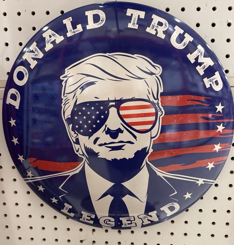 Donald Trump Legend Metal Dome Sign Red White Blue Flag Glasses Patriot Unique