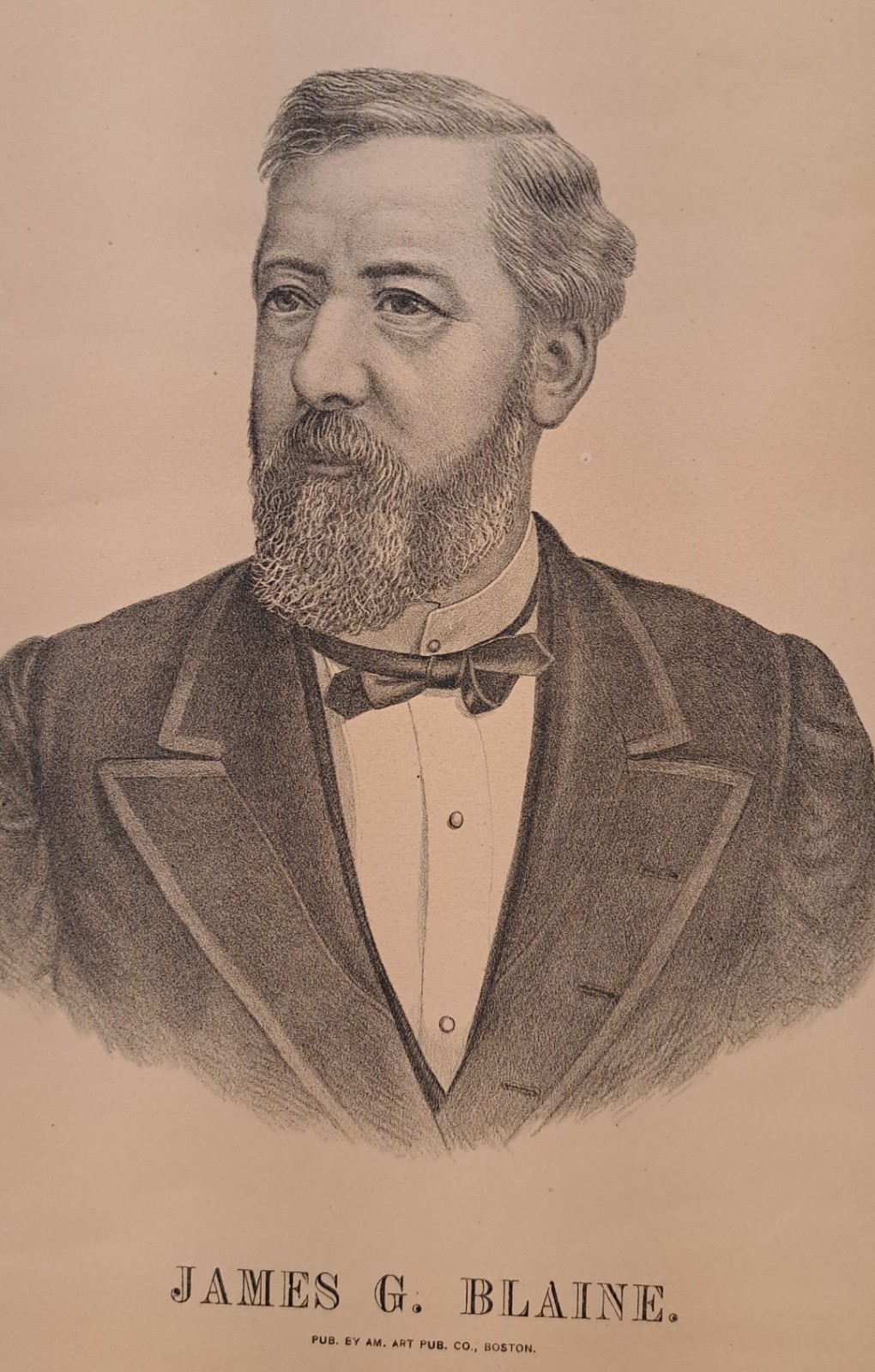 1884 JAMES BLAINE MAINE REPUBLICAN NOMINEE AMER. ART PUB. CO. BOSTON 14″ x 11″