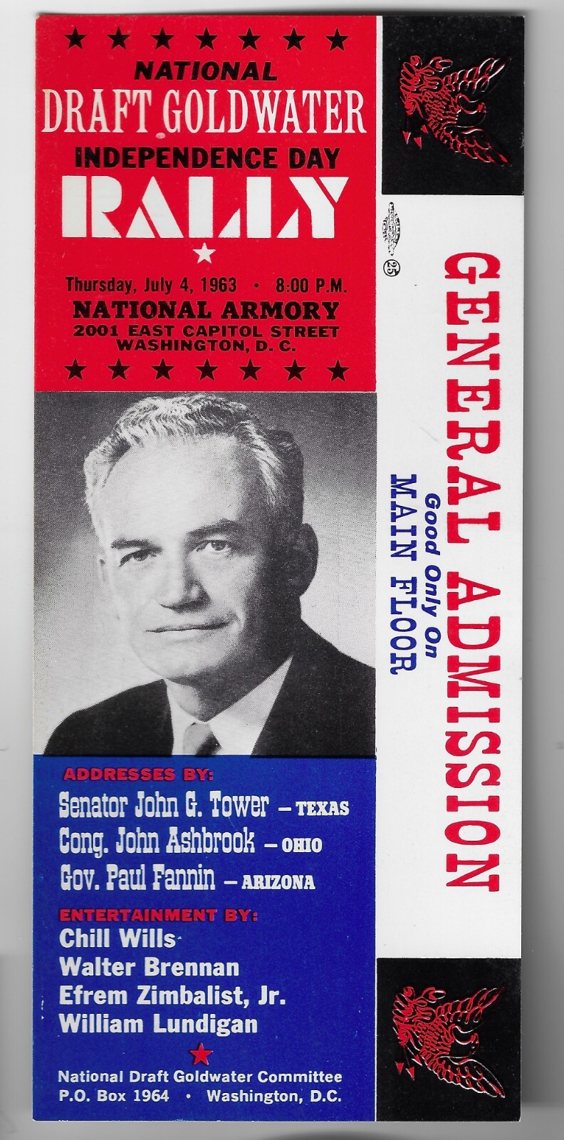 1963 (yes ’63) Draft Barry Goldwater July 4th in DC Presidential Campaign Ticket