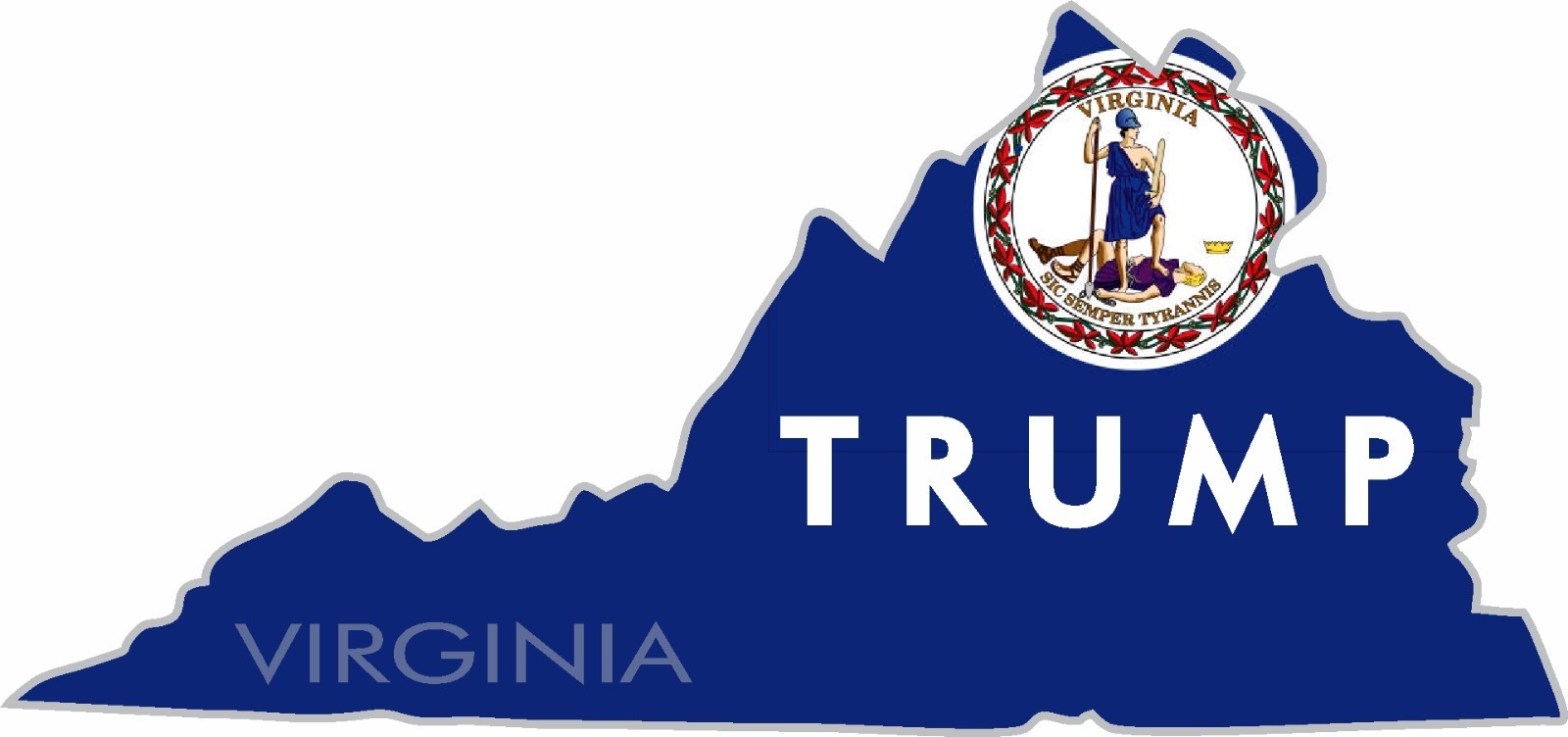 (2) TRUMP STICKERS VIRGINIA STATE POLITICAL BUMPER WINDOW DECAL